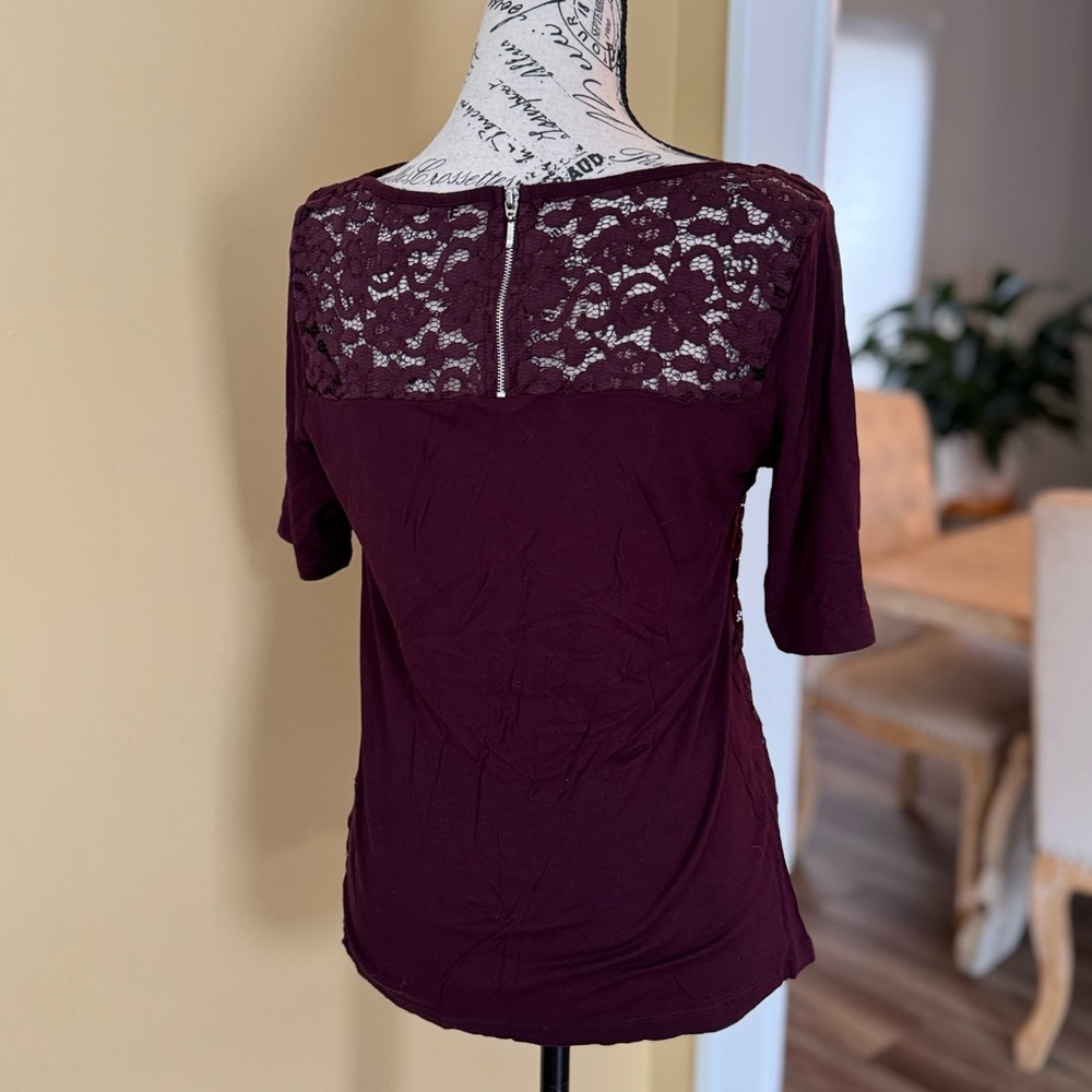 Elegant Lace Back Burgundy Top